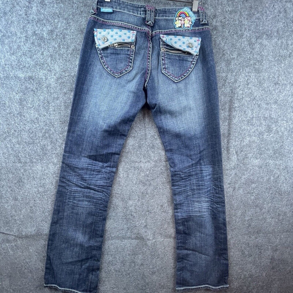 Akademiks Jeans Womens 28 Boot Flap Zip Pockets Stretch Rainbow Mushroom